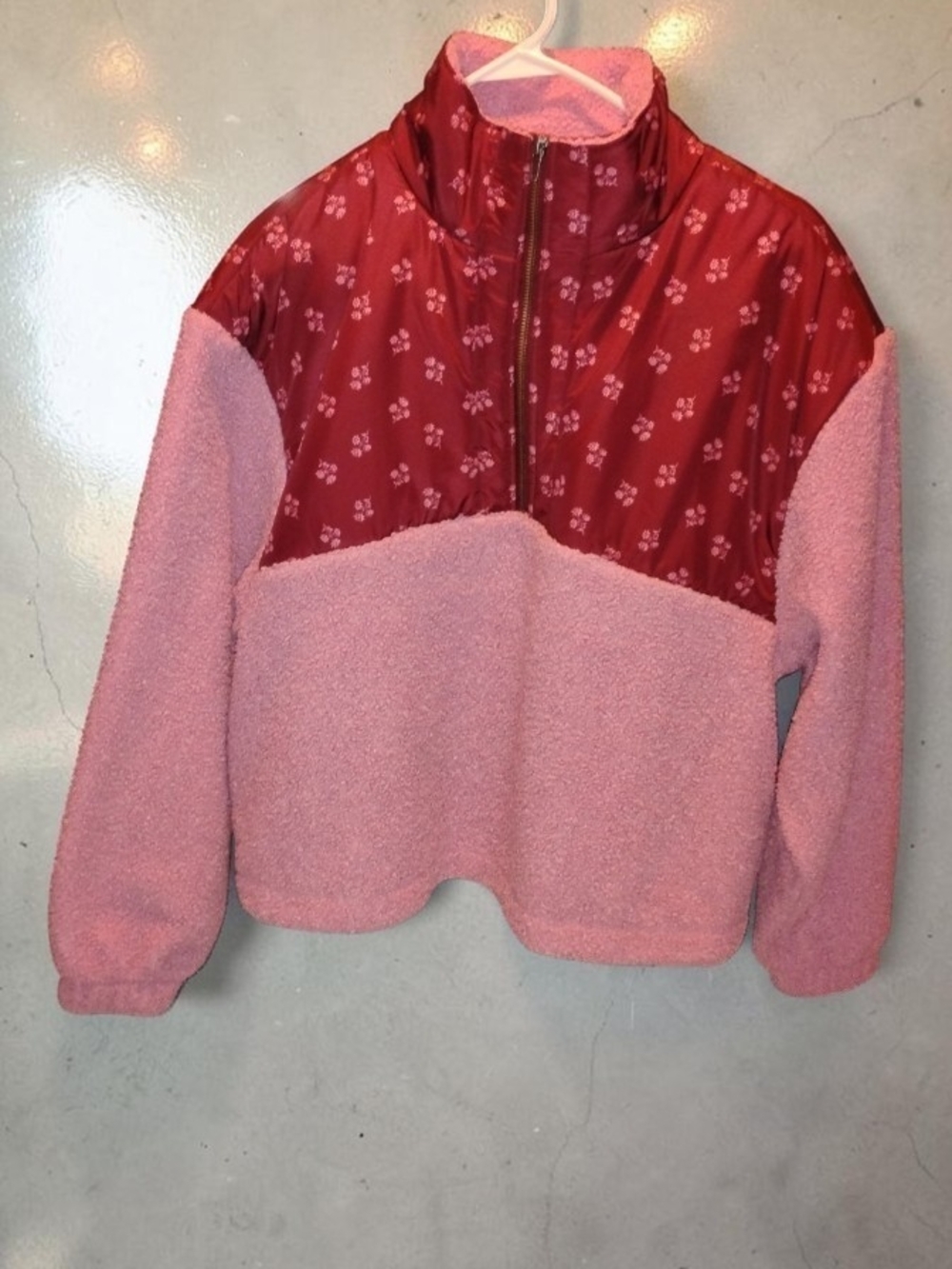 Universal Thread Womens Pink Sherpa Fleece 1/4 Zip Pullover Size Large